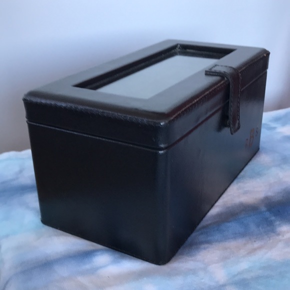 4 Slot Watch Jewelry Box Black Leather - Picture 6 of 9
